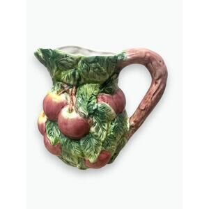 Vintage World Bazaar Corsica 7.5" Tall Ceramic Pitcher 3D Apples